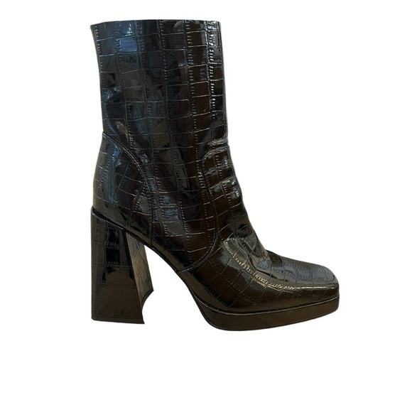 Chic Black Croc-Embossed Ankle Boots PRINCESS POLLY Size 8 🖤 - Picture 3 of 8